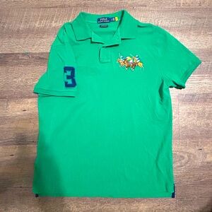 Polo Ralph Lauren Green Custom SLIM FIT Triple Pony Polo Shirt Mens Size Large